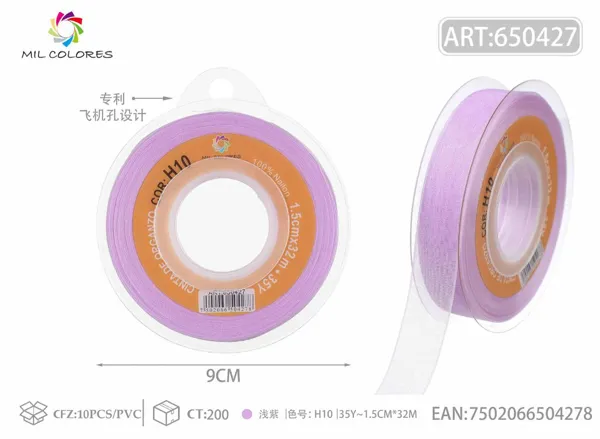 Cinta de gasa coreana 1.5cm/35Y H010 lila claro