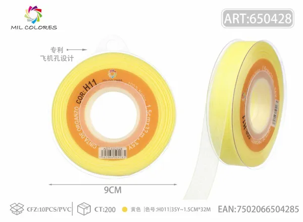 Cinta de gasa coreana 1.5cm/35Y H011 amarillo