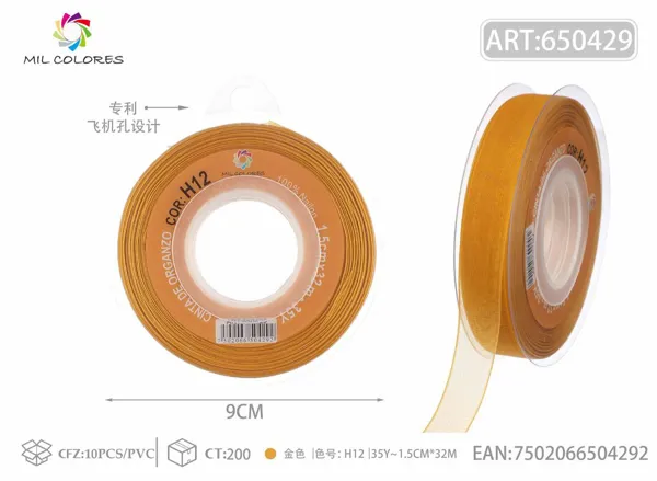 Cinta de gasa coreana 1.5cm/35Y H012 dorado