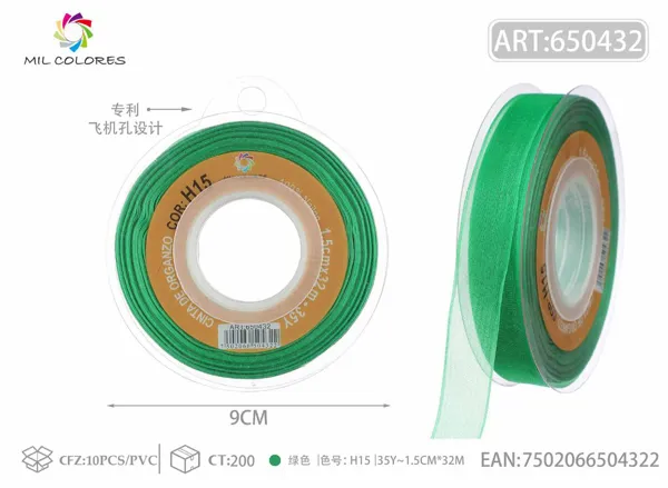 Cinta de gasa coreana 1.5cm/35Y H015 verde