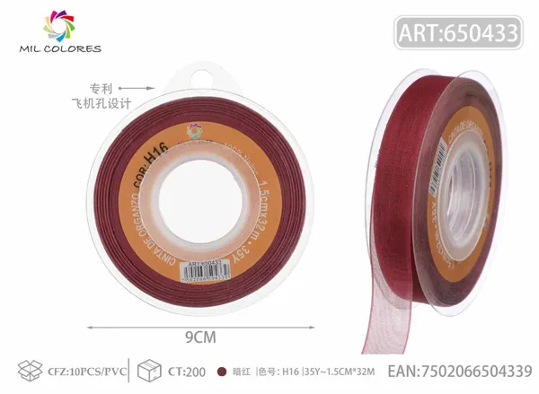 Cinta de gasa coreana 1.5cm/35Y H016 rojo oscuro