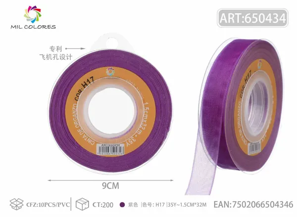 Cinta de gasa coreana 1.5cm/35Y H017 púrpura