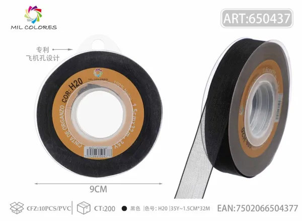 Cinta de gasa coreana 1.5cm/35Y H020 negro