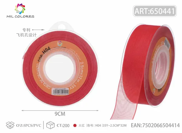 Cinta de gasa coreana 2.5cm/35Y H004 rojo granate