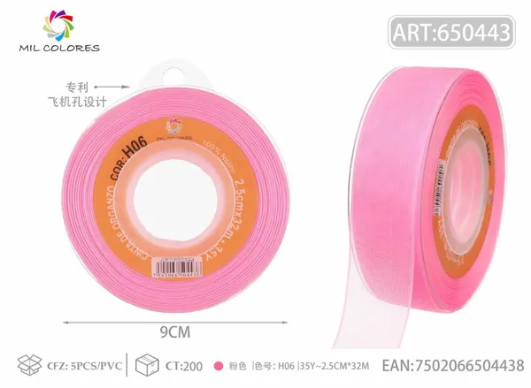 Cinta de gasa coreana 2.5cm/35Y H006 rosa