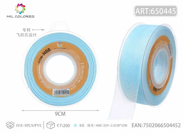 Cinta de gasa coreana 2.5cm/35Y H008 azul B