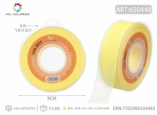 Cinta de gasa coreana 2.5cm/35Y H011 amarillo