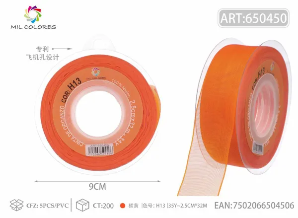 Cinta de gasa coreana 2.5cm/35Y H013 naranja