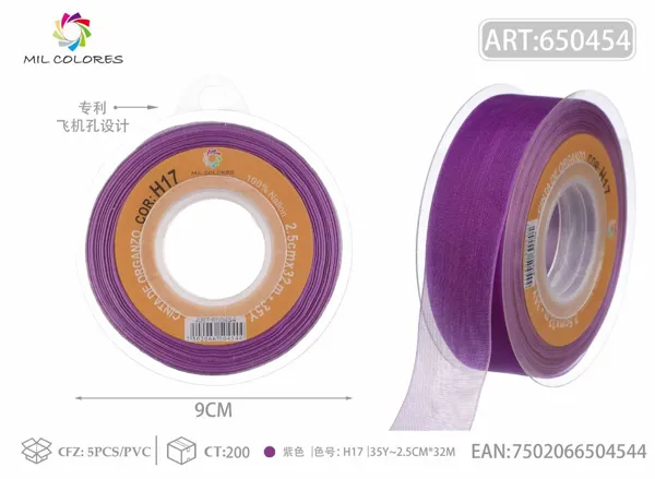 Cinta de gasa coreana 2.5cm/35Y H017 púrpura