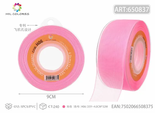Cinta de gasa coreana 4.0cm/35Y H006 rosa