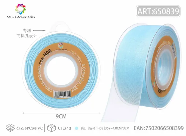 Cinta de gasa coreana 4.0cm/35Y H008 azul B