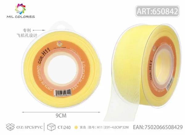 Cinta de gasa coreana 4.0cm/35Y H011 amarillo