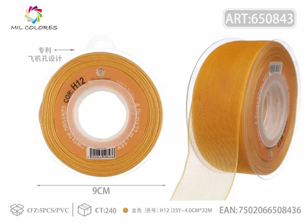 Cinta de gasa coreana 4.0cm/35Y H012 dorado
