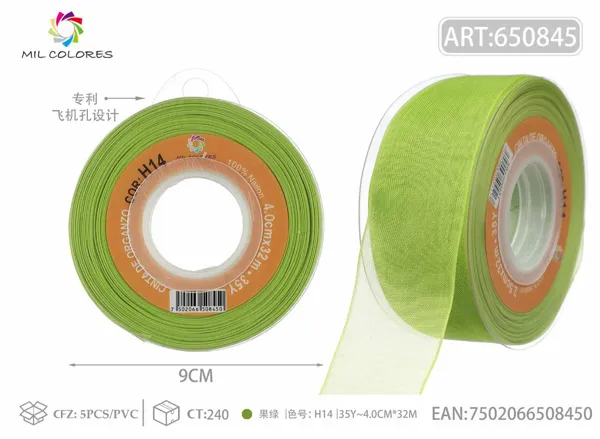 Cinta de gasa coreana 4.0cm/35Y H014 verde manzana