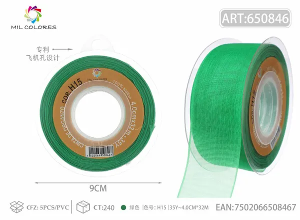 Cinta de gasa coreana 4.0cm/35Y H015 verde