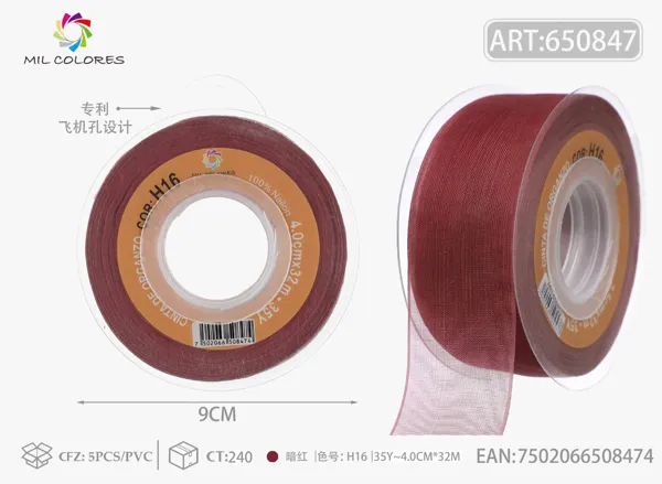 Cinta de gasa coreana 4.0cm/35Y H016 rojo oscuro