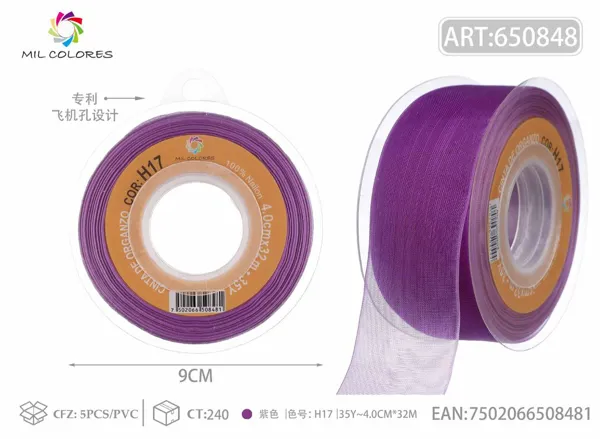 Cinta de gasa coreana 4.0cm/35Y H017 púrpura