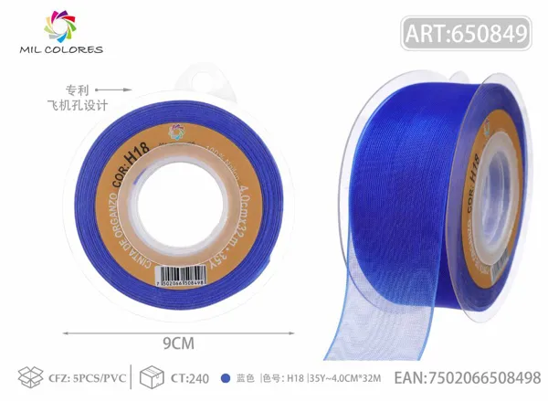 Cinta de gasa coreana 4.0cm/35Y H018 azul
