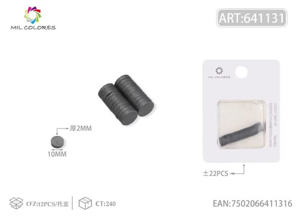 Imanes redondos 10*2mm ±22pcs negro