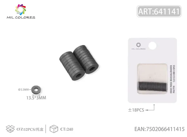 Anillos magnéticos negros 13.5*5.5*3mm ±18pcs