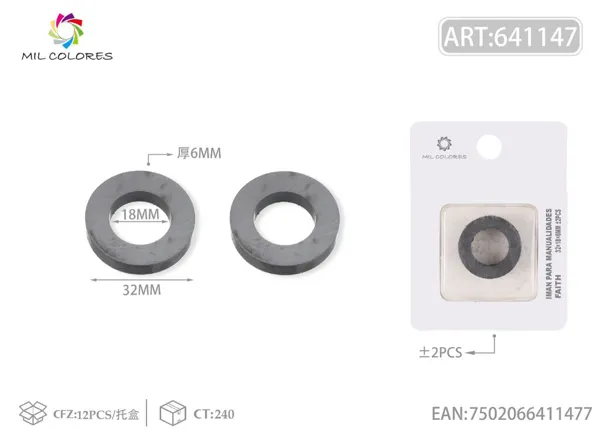 Anillos magnéticos negros 32*18*6mm ±2pcs