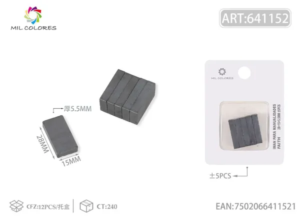 Imanes rectangulares 28*15*5.5mm 5pcs negro