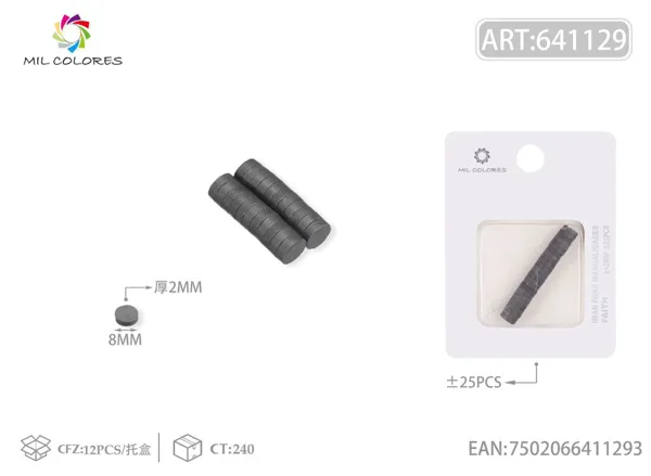 Imanes redondos 8*2mm ±25pcs negro