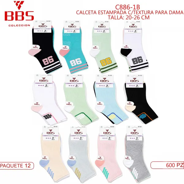 CALCETA ESTAMPADA C/TEXTURA PARA DAMA