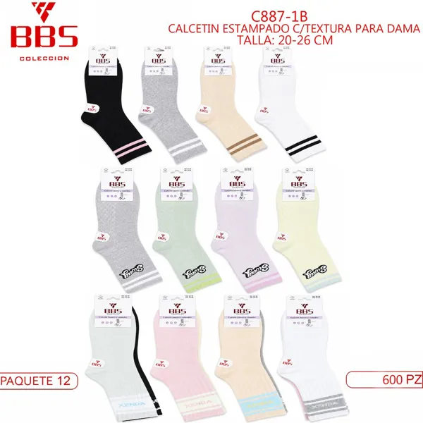 CALCETIN ESTAMPADO C/TEXTURA PARA DAMA