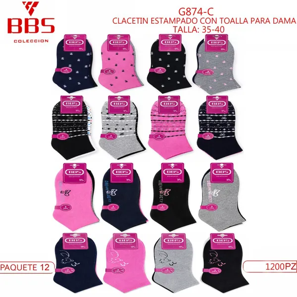 CALCETIN ESTAMPADO CON TOALLA PARA DAMA