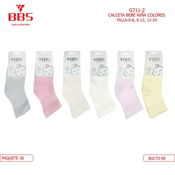 CALCETA BEBE NINA COLORES 0-6, 6-12, 12-24 MESES