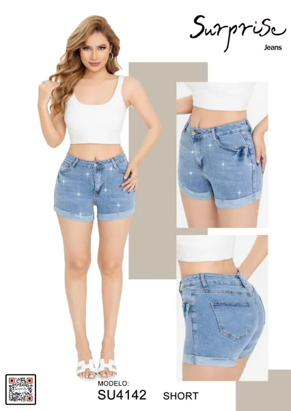 Shorts de mezclilla con brillos-SU4142