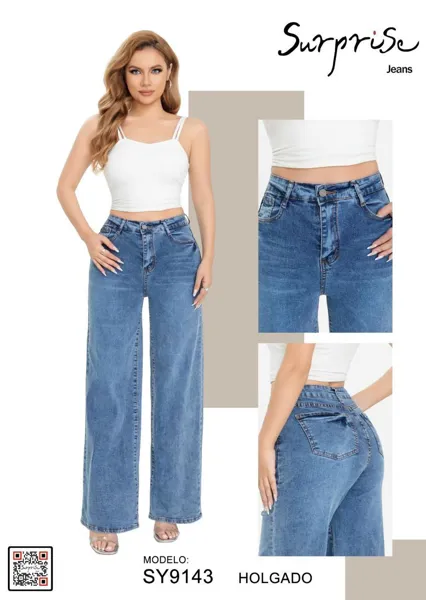 Jeans de corte holgado para mujer-SY9143
