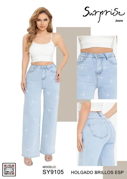 Jeans Holgados con Brillantes-SY9105