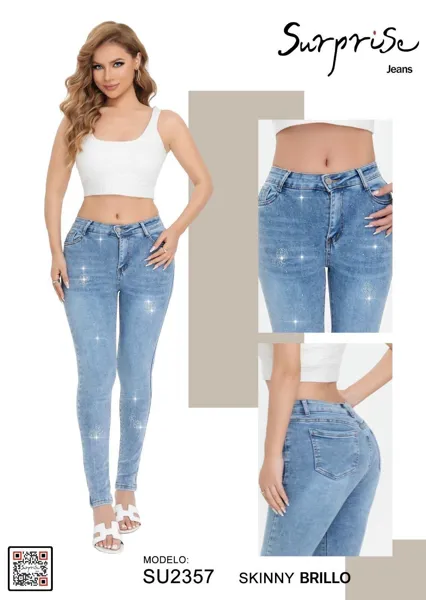 Jeans Skinny de Brillo Surprise-SU2357