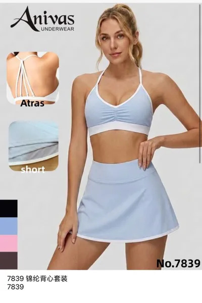Conjunto deportivo de top y falda-short-7839
