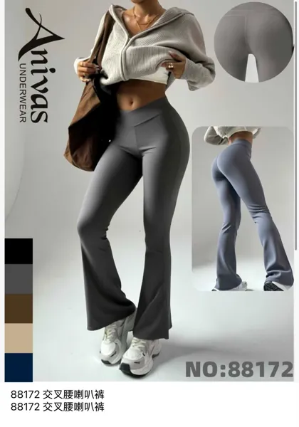 Pantalones Deportivos Acampanados de Cintura Cruzada-88172