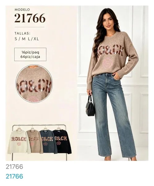 Suéter de mujer con diseño de letras-21766
