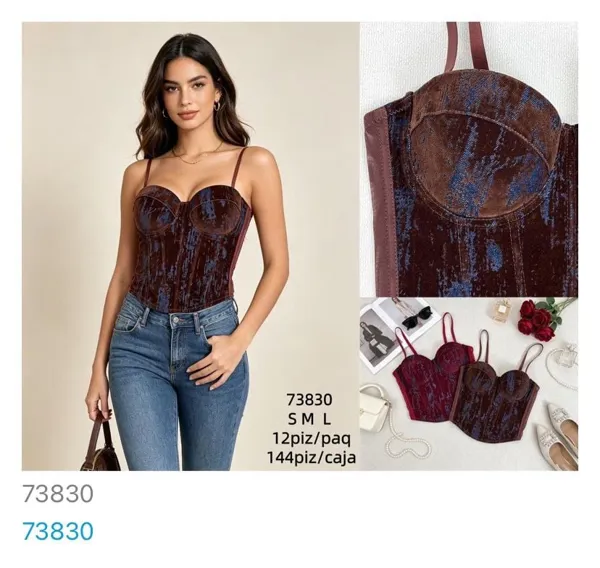 Top de terciopelo estilo corset-73830