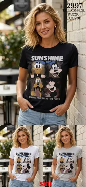 Playera casual con estampado Mickey y sus amigos-2997