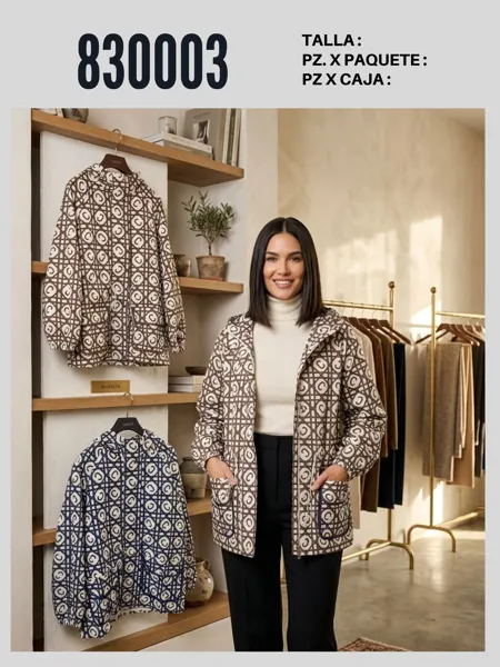 Cazadora con estampado de celosía-MAN-830003