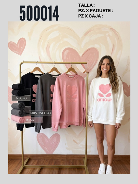 Sudadera de corazón en relieve-MAN-500014