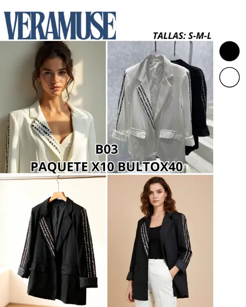 Blazer con diseño en las mangas-B03