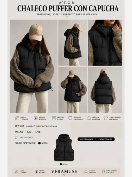 Chaleco Puffer con Capucha-C18