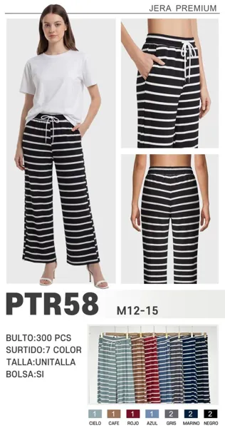 Pantalones anchos de rayas con jareta-PTR58
