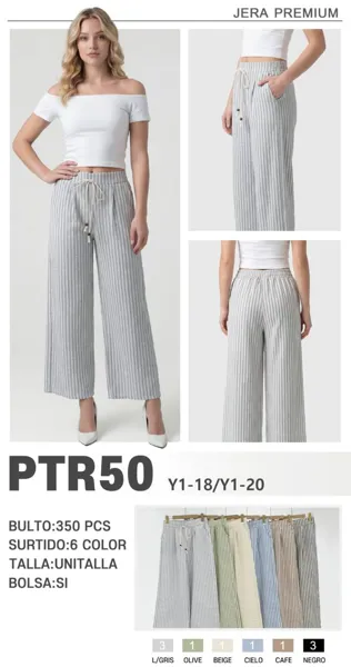 Pantalones Palazzo Rayados con Jareta-PTR50