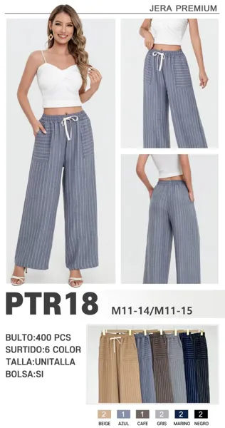 Pantalones a rayas estilo palazzo-PTR18