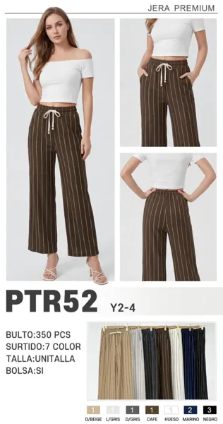 Pantalón de rayas holgado con cordón-PTR52