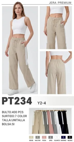 Pantalón casual de mujer con raya lateral-PT234