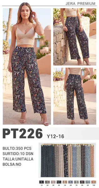 Pantalón estampado floral de mujer-PT226